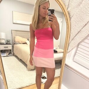 Pink Strapless Color Block mini Dress - Superdown